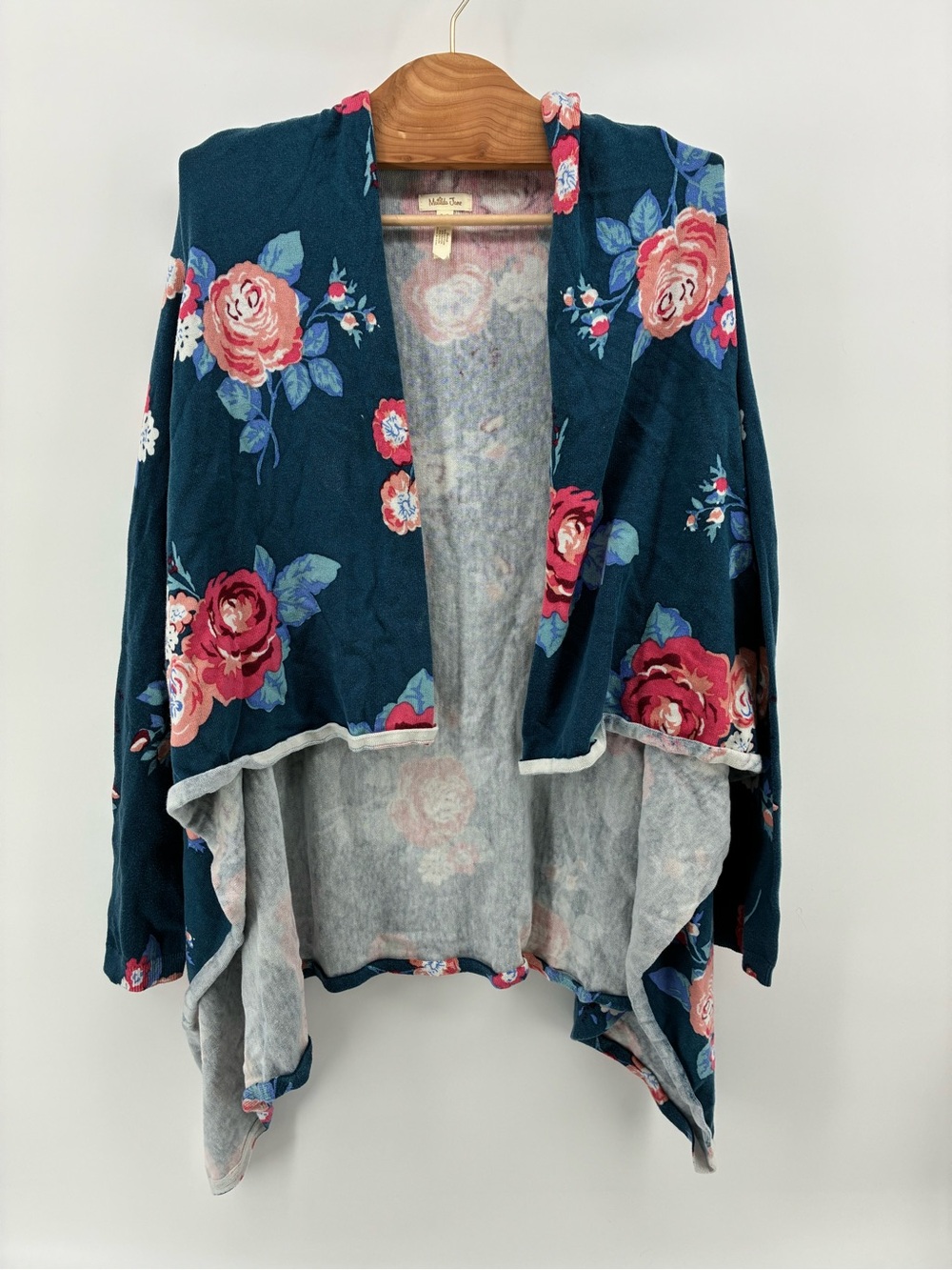 Matilda Jane Navy Floral Draped Open-Front Cardigan